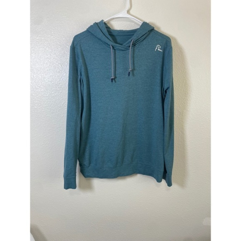 Rhoback Mens L Hesi Performance Hoodie Teal Blue Excellent Lightweight Pullover